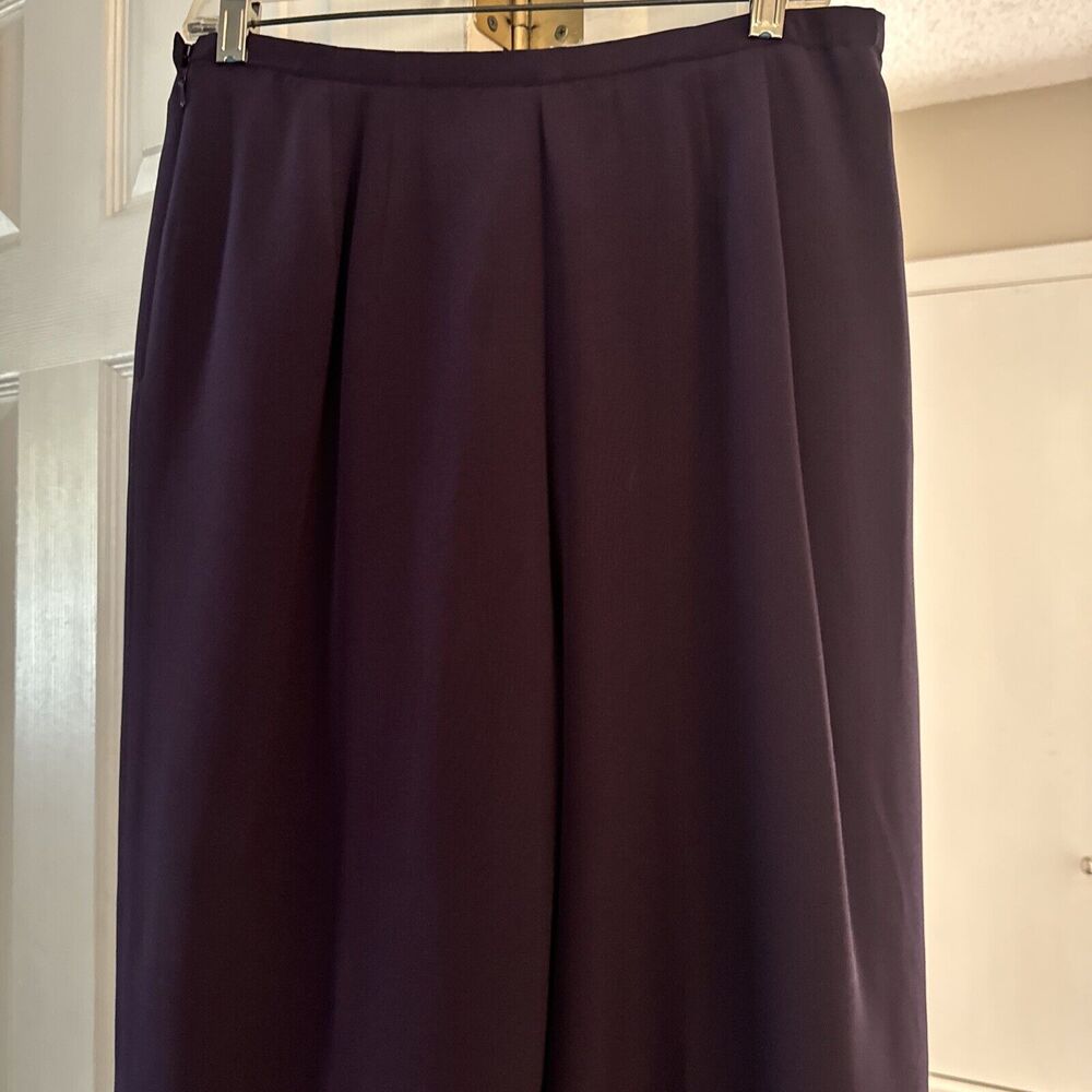 100% Silk Trousers Pants Talbots Women's Size 12 Purple High Waisted Pleated - Picture 7 of 12